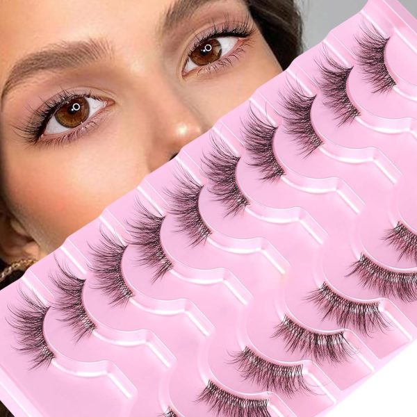 ⁦Aputue False Eyelashes, Man-Made Fiber Fluffy Lashes Wispy, 10 Pairs Fluffy Natural Look Cat Eye Lashes, Portable Eye Lashes, 3D Soft False Lashes for Women’s Makeup Styling⁩ - الصورة ⁦6⁩