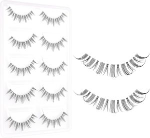 Excefore Natural Eyelashes Wispy False Eyelashes Natural Look, 5 Pairs Half Lashes Natural Look, Lash Clusters, Sunflower Eyelashes, Easy To Apply 5 Pairs