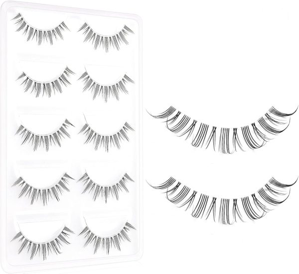 Excefore Natural Eyelashes Wispy False Eyelashes Natural Look, 5 Pairs Half Lashes Natural Look, Lash Clusters, Sunflower Eyelashes, Easy To Apply 5 Pairs