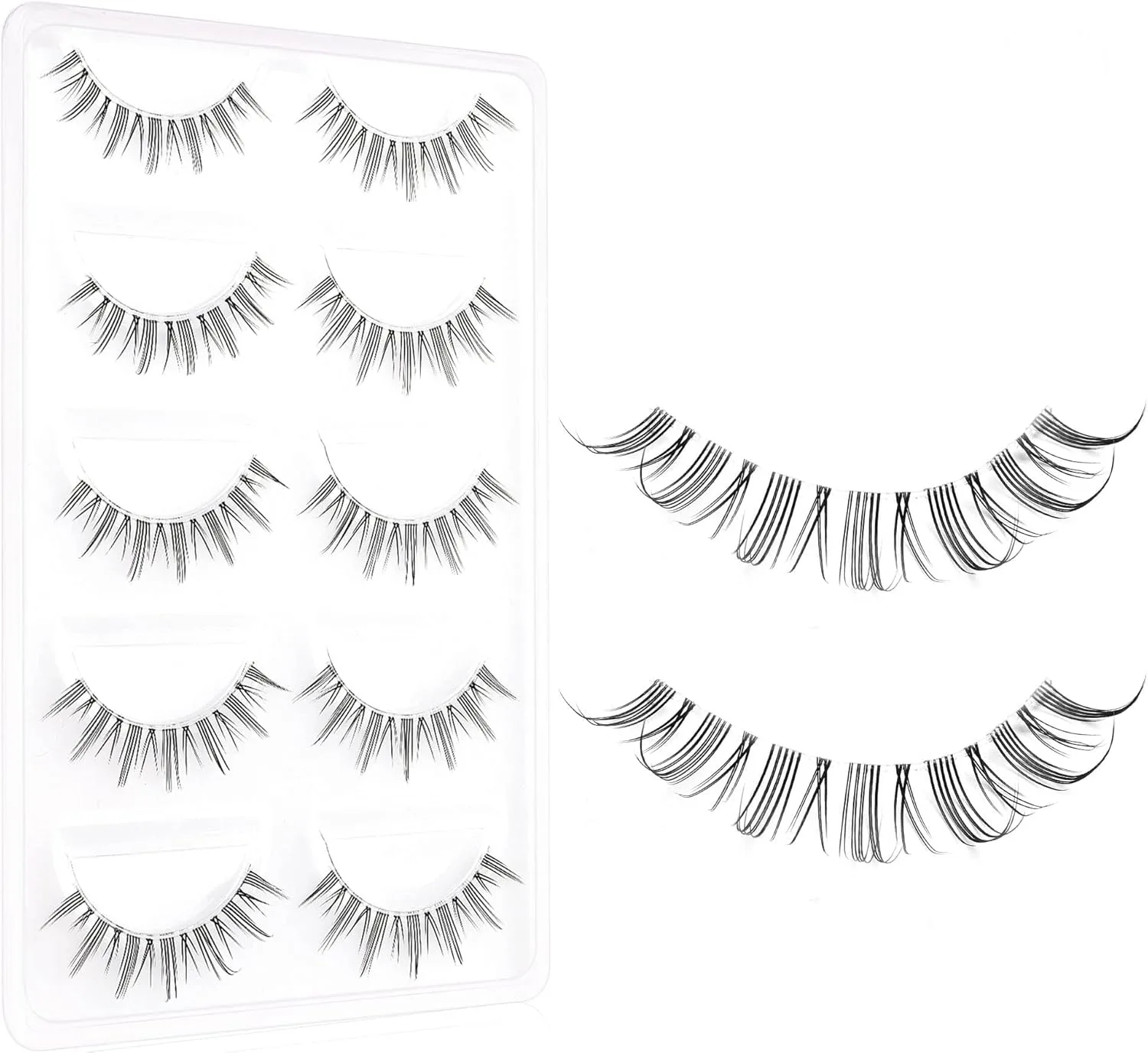 Excefore Natural Eyelashes Wispy False Eyelashes Natural Look, 5 Pairs Half Lashes Natural Look, Lash Clusters, Sunflower Eyelashes, Easy To Apply 5 Pairs