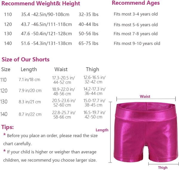 ⁦Girls Dance Short Gymnastics Athletic Shorts Sparkle Glitter Tumbling Bottoms⁩ - الصورة ⁦5⁩