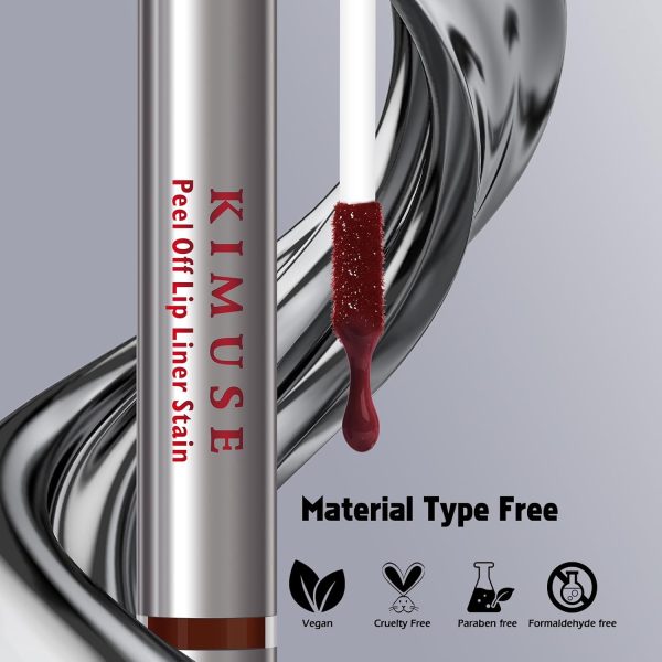 ⁦KIMUSE Peel Off Lip Liner Stain, Long Lasting Lip Tint Stain Peel Off, Waterproof, Transfer-Proof, Highly Pigmented Color Peel Off Lip Stain Liner, Matte Finish⁩ - الصورة ⁦7⁩