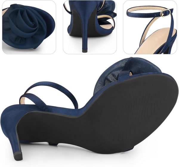 ⁦Perphy Flower Heels Satin Stiletto High Heel Sandals for Women⁩ - الصورة ⁦3⁩