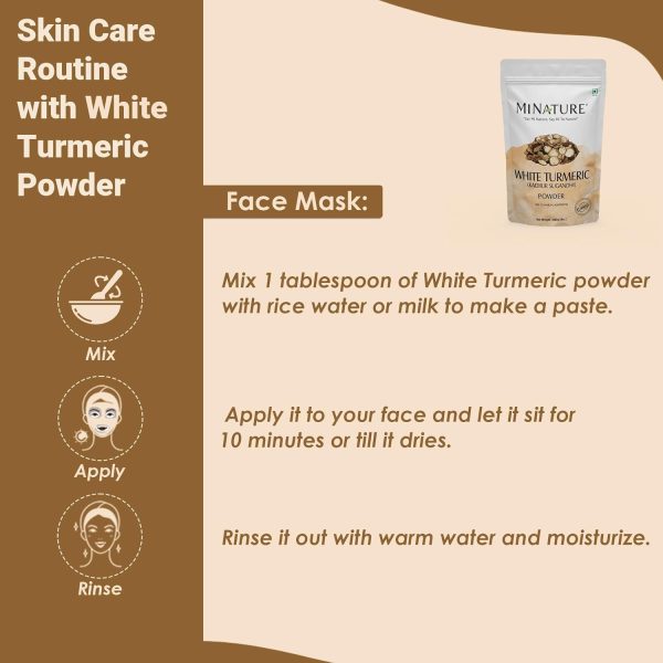 ⁦White Turmeric Powder by mi Nature | Kachur, Curcuma zeodaria,Poolankilangu Powder | 227g(8 oz) (0.5 lb) | Does not Stain | White Turmeric Powder for face and Skin | 100% Natural Powder| from India⁩ - الصورة ⁦6⁩
