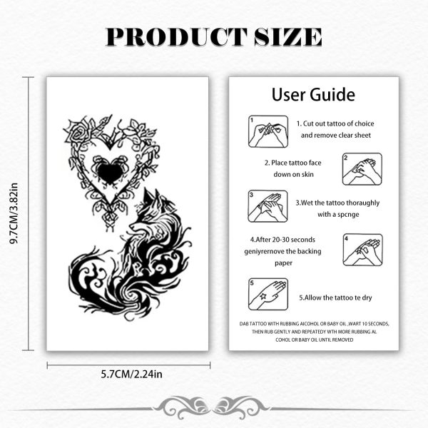 ⁦TORMEN 30 Sheets Temporary Tattoos, Mixed Styles Temporary Tattoo– Waterproof, Realistic & Long-Lasting Fake Tattoos for Kids, Adults, Parties & Festivals(Dark C)⁩ - الصورة ⁦4⁩