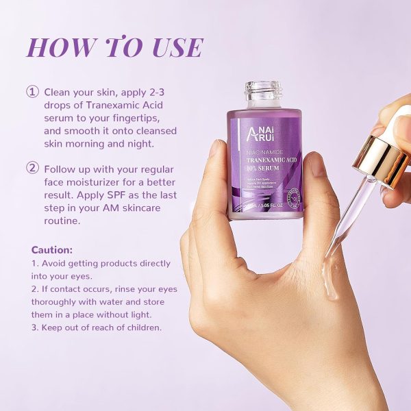 ⁦ANAiRUi 10% Tranexamic Acid Serum with Tranexamic Acid, Niacinamide and Hyaluronic Acid, Targets Hyperpigmentation, Even Skin Tone, 30 ml⁩ - الصورة ⁦6⁩