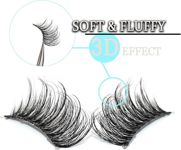 ⁦Aputue False Eyelashes, Man-Made Fiber Fluffy Lashes Wispy, 10 Pairs Fluffy Natural Look Cat Eye Lashes, Portable Eye Lashes, 3D Soft False Lashes for Women’s Makeup Styling⁩ - الصورة ⁦2⁩