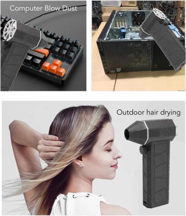 ⁦Jet Dry Mini Blower, 200000RPM Air Blower Super, Stepless Speed Control Jet Dry Blower, Fast Charge Turbo Powered Mini Portable Blower, Mini Jet Blower for Cleaning, Camp⁩ - الصورة ⁦5⁩