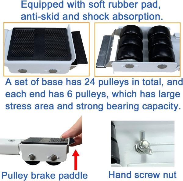 ⁦Appliance Rollers Heavy Duty, Extendable Appliance Rollers Mobile Washing Machine Base Easily Move Washing Machines, Dryers, Refrigerators, Furniture, Stand Hold Up to 300kgs⁩ - الصورة ⁦4⁩