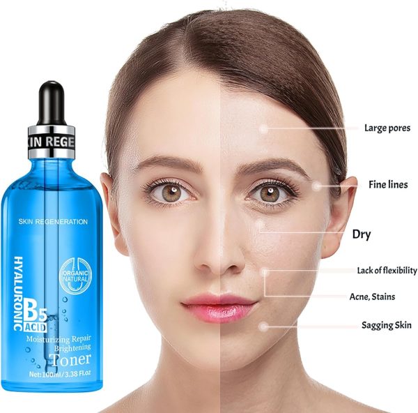 ⁦TERRIFI Hyaluronic Acid & B5 Face Toner, Hydrating Essence Water for Moisture and Skin Plumping, Smooths, Firms, and Lifts for Restored Elasticity and Reduced Dryness⁩ - الصورة ⁦3⁩
