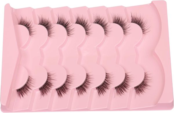 ⁦Gmagictobo Natural Half Lashes Cat Eye Look False Eyelashes Clear Band Fake Eyelashes Light Volume Soft Strip Eyelashes 7 Pairs⁩ - الصورة ⁦6⁩