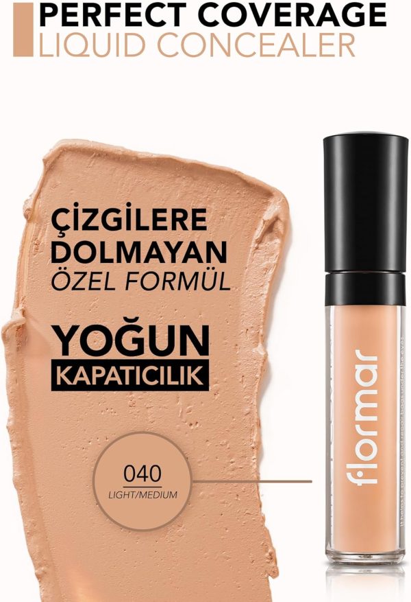 ⁦Flormar Perfect Coverage Liquid Concealer - 40 Light Medium⁩ - الصورة ⁦3⁩