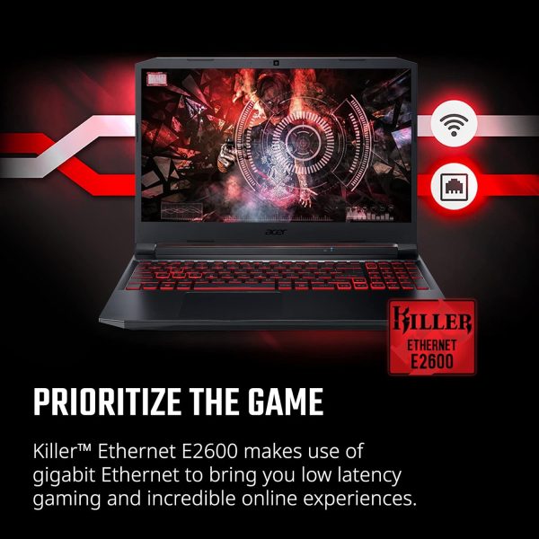 ⁦Acer Nitro 5 AN515-57-79TD Gaming Laptop|Intel Core i7-11800H|NVIDIA GeForce RTX 3050 Ti Laptop GPU|15.6" FHD 144Hz IPS Display|8GB DDR4|512GB NVMe SSD|Killer Wi-Fi 6|Backlit Keyboard,Black⁩ - الصورة ⁦8⁩