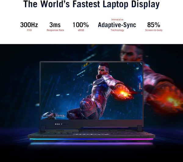 ⁦ASUS ROG Strix Scar 15 Gaming Laptop, 15.6" 300Hz IPS Type FHD Display, NVIDIA GeForce RTX 3080, AMD Ryzen 9 5900HX, 16GB DDR4, 1TB SSD, Opti-Mechanical Per-Key RGB Keyboard, Windows 11, G533QS-DS94⁩ - الصورة ⁦4⁩