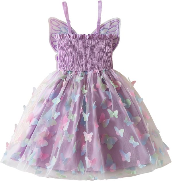 ⁦Toddler Girl Fairy Butterfly Tulle Dress with Sequins—Princess Style, Sparkly Costume for Birthday, Holiday, or Daily Wear, Suitable for Little Girls⁩ - الصورة ⁦3⁩