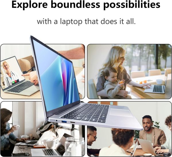 ⁦XINHENGTAI Windows Laptop Computer, 14.1 Inch Quad Core Laptop Notebook Windows 11 Traditional Laptop with 6GB DDR4 256GB SSD 2.4/5G WiFi BT4.0 HDMI USB 3.0, Large Capacity Battery⁩ - الصورة ⁦6⁩