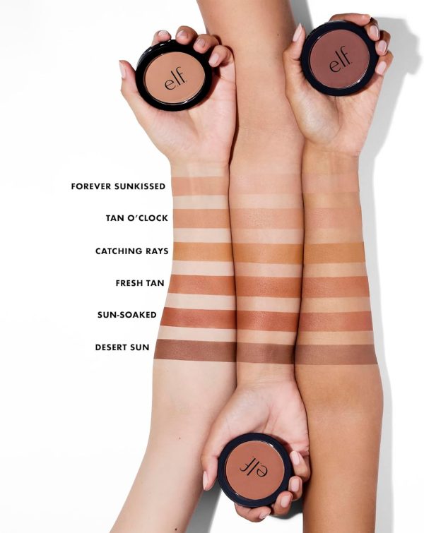⁦e.l.f. Primer-infused Bronzer (Long-Wear/Matte/Bold/Lightweight/Blends Easily/Contours Cheeks/All-Day Wear), Forever Sunkissed, 1 count⁩ - الصورة ⁦3⁩