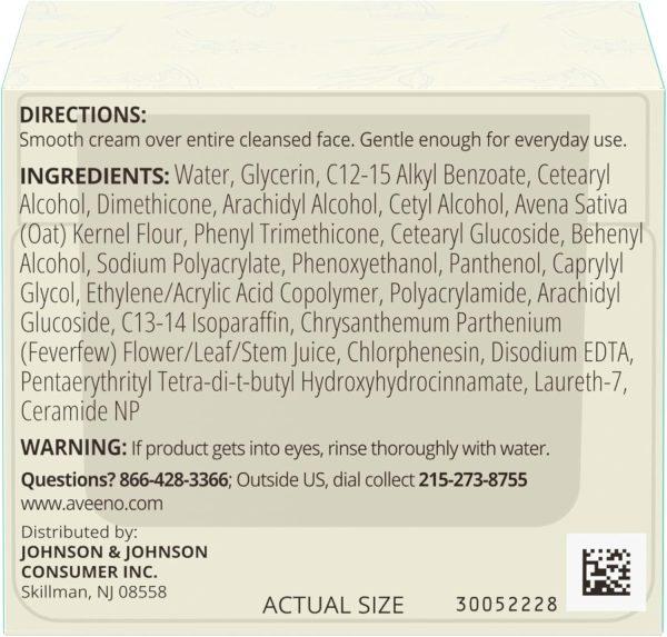 ⁦Aveeno Calm + Restore Redness Relief Moisturizing Cream, Daily Facial Cream for Sensitive Skin Instantly Calms & Soothes the Appearance of Redness, Fragrance-Free & Hypoallergenic, 1.7 oz⁩ - الصورة ⁦9⁩