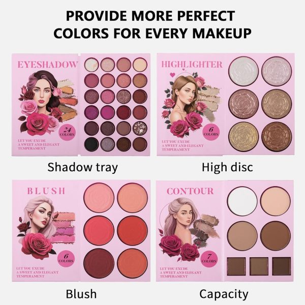 ⁦Azonee Foldable Makeup Palette Set, High-Chroma Eye Makeup Palette, Portable and Long-Lasting | Contour Blush Highlight Eyeshadow, 43 Shades for A Variety of Looks, Cosmetics Gift Set⁩ - الصورة ⁦2⁩