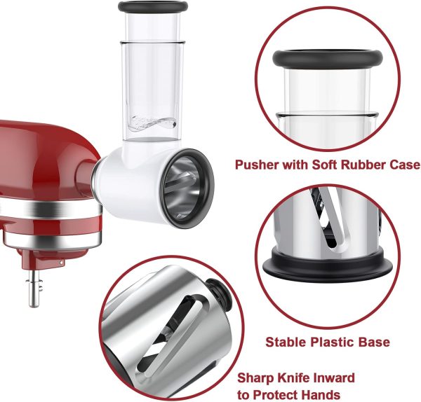 ⁦Slicer Shredder Attachment for KitchenAid Stand Mixers, Vegetable Cheese Grater Salad Maker Food Slicers Accessories for Kitchenaid, Easy Clean Dishwasher Safe Cheese Shredder by Gvode⁩ - الصورة ⁦4⁩