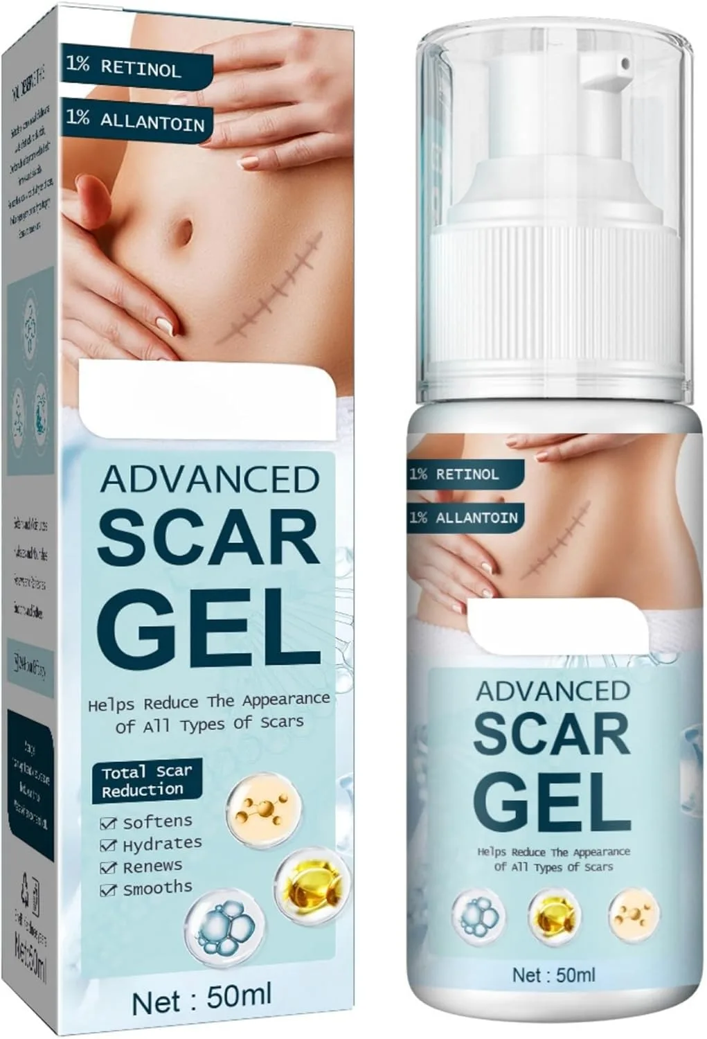 JDLYEVER Fade Scar Gel 50ml Surgical Scars Skin Hyperplasia Burning Nursing Care Smoothing Scars Repairing Scars, Moisturizing & Hydrating Ingredients Soothe & Nurture Skin, Non-Greasy All Skin Types