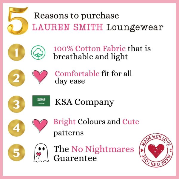 ⁦Lauren Smith Girl's Pajama Set Long Sleeve Buttoned Top with pants 2 Piece Printed Sleepwear Cotton Teen Girls Soft Pjs Lounge Set Kids nightwear sets⁩ - الصورة ⁦2⁩