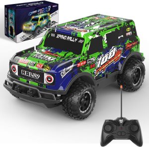 Remote Control Car, 1/24 Scale Light Up Racing Car Toys, RC Car for Kids with Cool Led Lights, Hobby RC Cars Toys Birthday Gifts for 3 4 5 6 7 8 Year Old Boys Girls (Y243 Green)