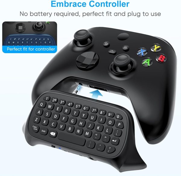 ⁦اوارت كيبورد لوحدة تحكم Xbox سلسلة X S One لوحة مفاتيح لاسلكية للالعاب مع مستقبل USB ملحقات العاب جاك الصوت سماعة الراس لاكس بوكس وحدة التحكم غير متضمنة اسود⁩ - الصورة ⁦4⁩