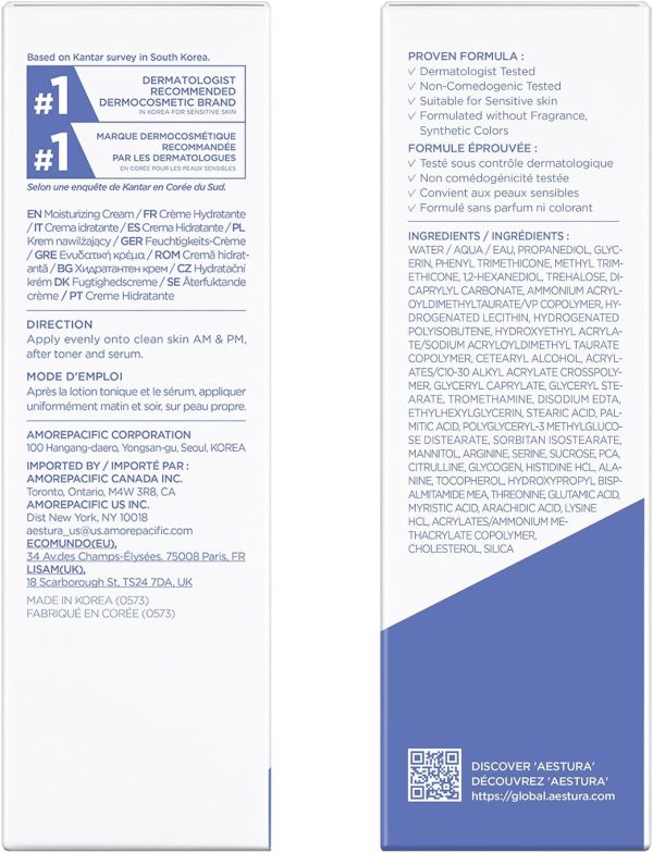 ⁦AESTURA ATOBARRIER365 Ceramide Hydro Soothing Cream | Lightweight Gel Moisturizer for Instant Cooling, Calming for Sensitive Skin, Quick Hydration, Non-comedogenic, 2.02 fl.oz.⁩ - الصورة ⁦9⁩