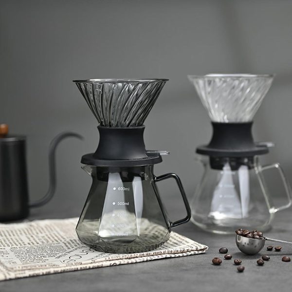 ⁦ZYNOXITY Smart Coffee Dripper Set: Manual Pour Over Coffee Maker with Glass Carafe, Reusable Filter, and Scale - Perfect for Home, Cafe, or Camping - Black or Clear - Ideal Gift Kit⁩ - الصورة ⁦2⁩