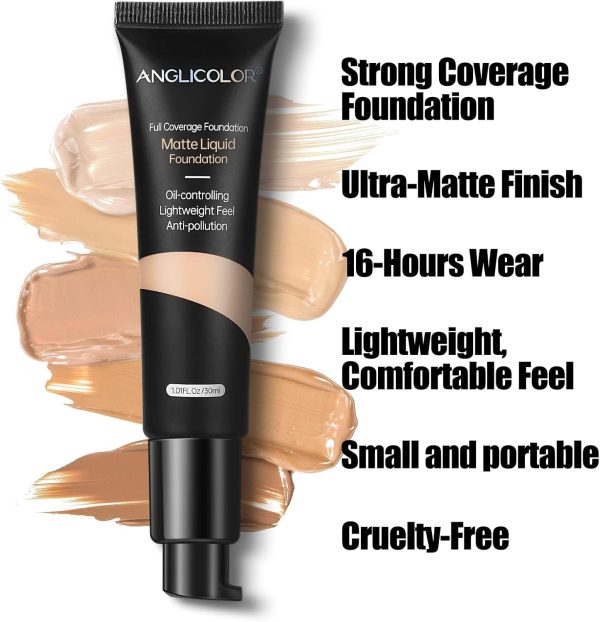 ⁦Excefore Matte Oil Control Concealer Foundation Flawless Soft Long Lasting Foundation Makeup, Strong Concealer Foundation for Oily Acne Skin, Waterproof Full Coverage Face Makeup, 1fl.oz (#102 Nude)⁩ - الصورة ⁦3⁩