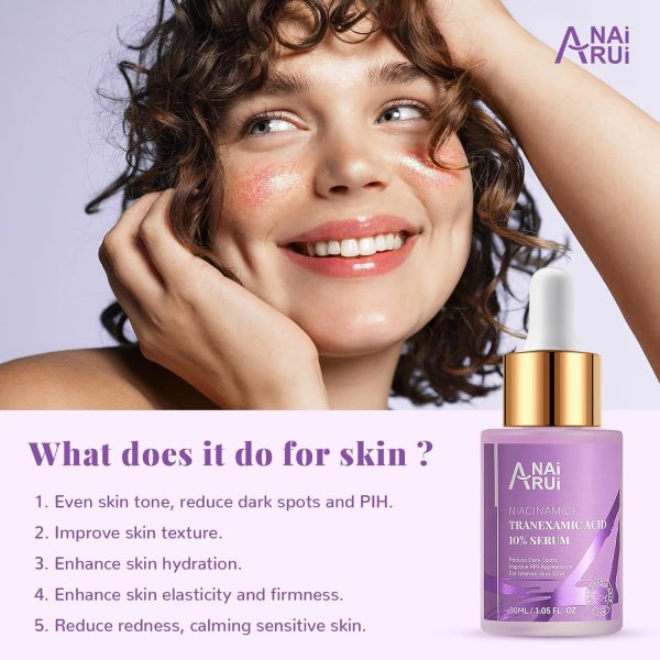 ⁦ANAiRUi 10% Tranexamic Acid Serum with Tranexamic Acid, Niacinamide and Hyaluronic Acid, Targets Hyperpigmentation, Even Skin Tone, 30 ml⁩ - الصورة ⁦3⁩