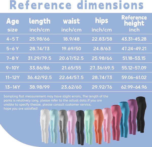 ⁦Chicduo 12 Pack Girls Leggings Girls Cotton Pants Toddler Stretch High Waisted Leggings Soft and Breathable Leggings⁩ - الصورة ⁦6⁩