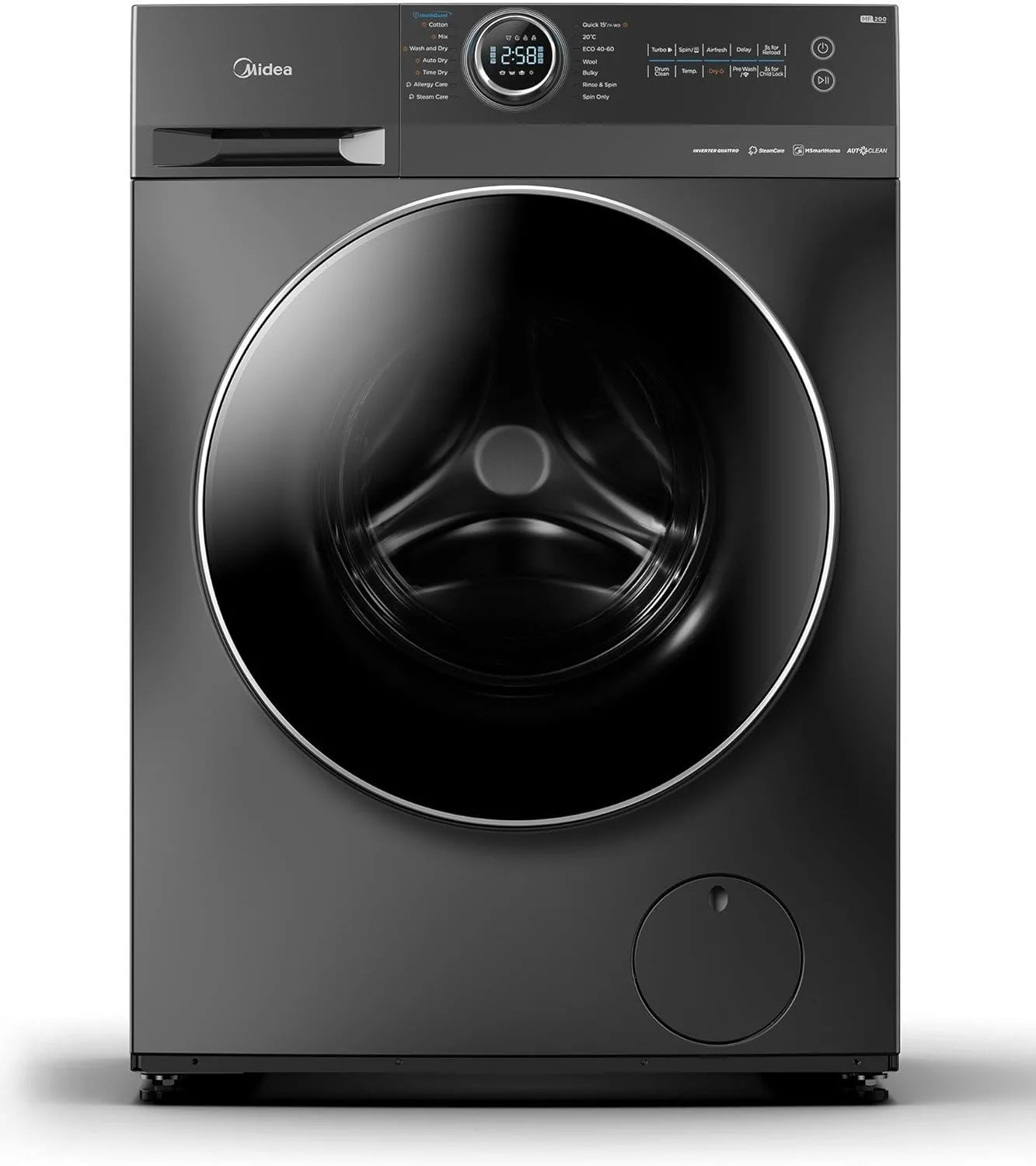 Midea Frontload Washer/Dryer, 10/7kg, 14 Programs, WiFi, Silver - MF200D100W/T-SA
