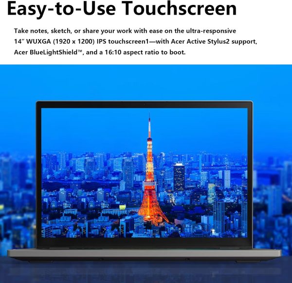 ⁦acer Aspire 3 Spin 14” Convertible Laptop, WUXGA 1920 x 1200 IPS Touch Display, Touchscreen 2-in-1 Laptop, Intel Core i3-N305 8GB LPDDR5 RAM 256GB SSD, Wi-Fi 6, Windows 11 Home, Pure Silver⁩ - الصورة ⁦3⁩