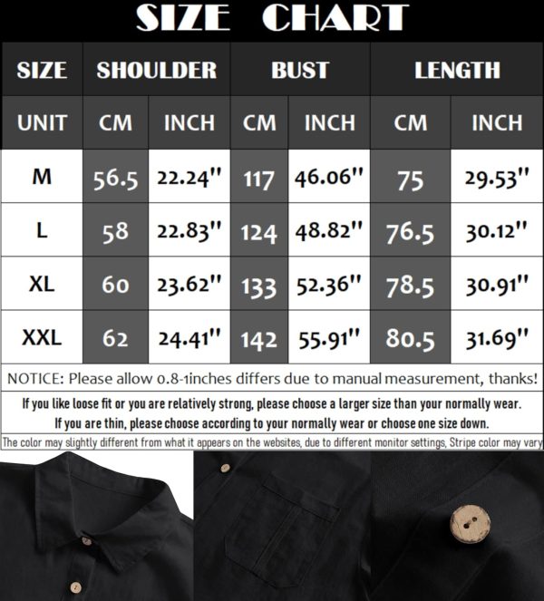 ⁦Mens Beach Linen Shirts Short Sleeve Cuban Button Down Casual Summer T Shirt Guayabera Hawaiian Tee Loose Fit Tops⁩ - الصورة ⁦6⁩