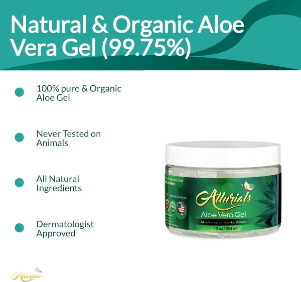 ⁦All Natural Aloe Vera Gel: Pure Aloe Vera Gelly from Organic Cold Pressed Aloe - Hydrates & Heals Dry, Itchy & Damaged Skin - Acne, Sunburn, Rash & Dandruff Relief - Fragrance & Alcohol Free - 350ml⁩ - الصورة ⁦2⁩