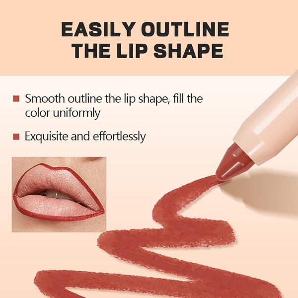 ⁦Hepiide 2 Pcs Nude Matte Velvet Crayon Lipstick, Moisturizing Lightweight Creamy Lip Color, Waterproof Long-Lasting Crayon Lip Gloss for Women, Non-Sticky, Ultra Matte Lip Liner Pen (Color, 08)⁩ - الصورة ⁦5⁩