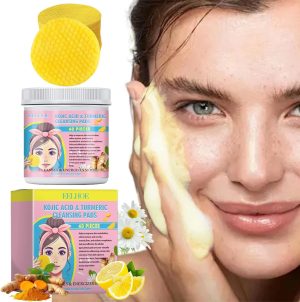 Azonee Kojic Acid and Turmeric Pads, 40PCS Turmeric Cleansing Pads, Deep Clean Pores Pads, Infused Cotton Exfoliating Pads, Turmeric Kojic Pads for Face, Helps Balance Skin Oil for All Skin Types