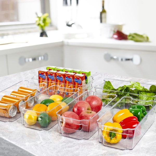 ⁦HOOJO Refrigerator Organizer Bins - 14Pieces Clear, 12.5in Long-Medium⁩ - الصورة ⁦8⁩