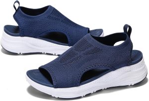 GoodValue Womens Comfortable Orthopedic Sandals Arch Support Ladies Walking Sport Athletic Sandals Open Toe Slip On Plantar Fasciitis Platform Dress Sandal