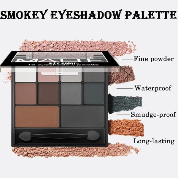 ⁦ALMEKAQUZ Eyeshadow Palette, Matte Eye Shadow Pallets for Women Long Lasting, Professional Highly Pigmented Black Eyeshadow Makeup Palette, Waterproof Eyeshadow with Dual-Ended Applicator Brush⁩ - الصورة ⁦5⁩