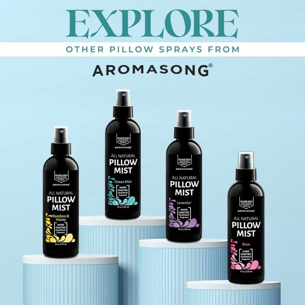 ⁦Aromasong Lavender Pillow Spray for Sleeping - All Natural Calming Linen & Bedtime Sleep Mist for Deep Sleep - Pillow Spray Aromatherapy with Botanical Essential Oils for Relaxing Stress⁩ - الصورة ⁦5⁩