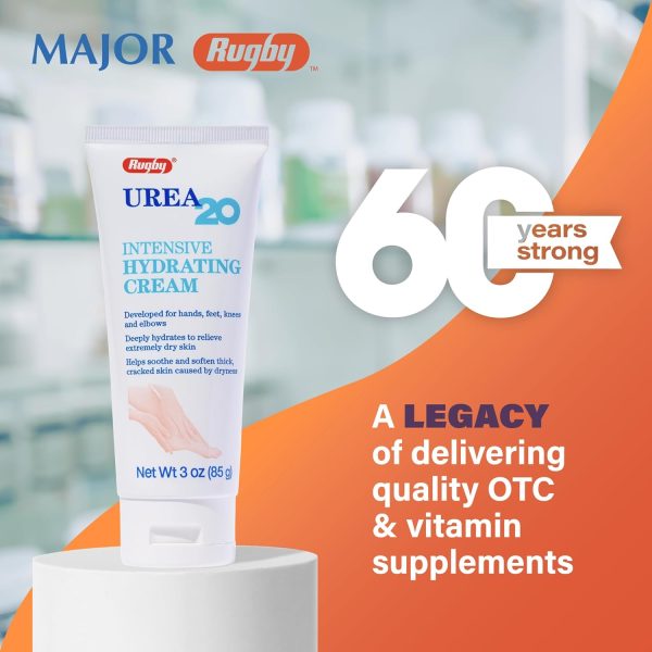 ⁦RUGBY LABORATORIES Urea 20% Intensive Hydrating Cream - Urea Cream for Feet, Hands, Knees, and Elbows - 20% Urea Intensive Strength Cream - 3 Oz⁩ - الصورة ⁦2⁩