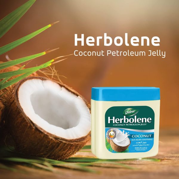 ⁦Dabur Herbolene - Coconut Petroleum Jelly, Sun Burn Soothing - 225ml⁩ - الصورة ⁦3⁩