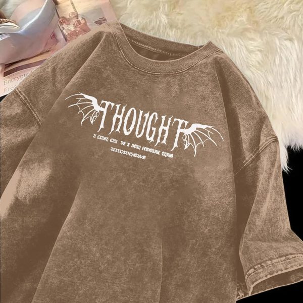 ⁦Lubpow Mens Acid Wash Tshirt Oversized Vintage Graphic T-Shirts Cool Grunge Rose Floral Shirt Trendy Y2K Streetwear Tee Tops⁩ - الصورة ⁦6⁩