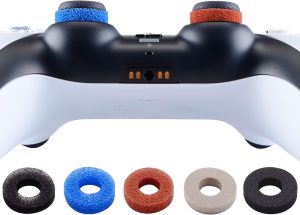 PlayVital 5 Pairs Aim Assist Target Motion Control Precision Rings for PS5, for PS4, Xbox Series X/S, Xbox One, Xbox 360, Switch Pro Controller - 5 Colors 3 Different Strength