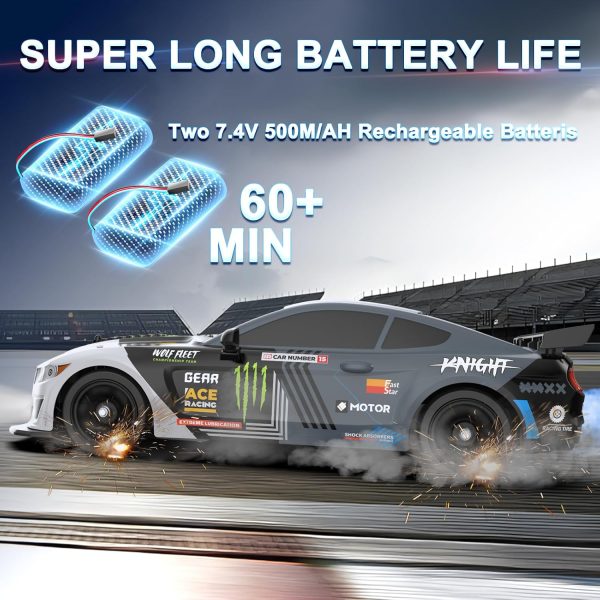 ⁦Desdoni RC Drift Car 1:16 4WD 18KM/H 2.4GHz with LED Lights Rubber Tire Racing Sports Toy Unisex Boys Girls Gift 2 Rechargeable Batteries⁩ - الصورة ⁦4⁩