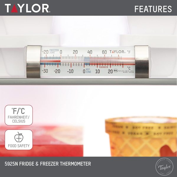 ⁦Taylor Precision Products Large Dial Kitchen Refrigerator/Freezer Kitchen Thermometer with Suction Cups⁩ - الصورة ⁦4⁩