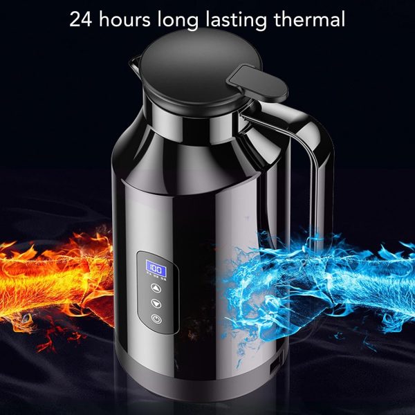⁦BROLEO Electric Car Kettle, 12V 24V 1500ml Stainless Steel Water Boiler, Cigarette Lighter Heating Mug, Travel Truck Water Heater Bottle for Tea Coffee Making⁩ - الصورة ⁦5⁩